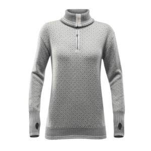 Devold Slogen Woman Zip Neck - Grey Melange/offwhite - Naiset - L