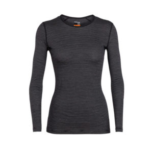 Icebreaker Wmns 200 Oasis Ls Crewe - Black/snow/stripe - Naiset - L