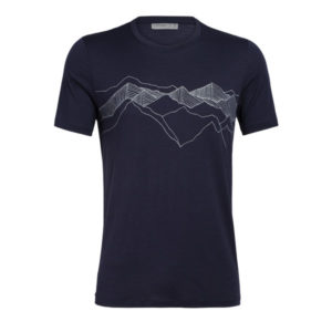 Icebreaker Mens Tech Lite Ss Crewe Peak Patterns - Midnight Navy - Miehet - XL