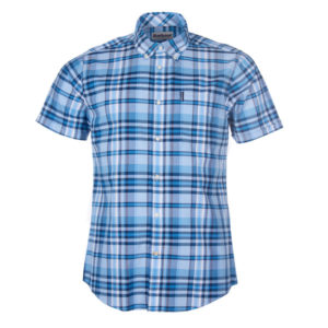 Barbour Madras 5 S/s Tailored - Mid Blue - Miehet - XXL