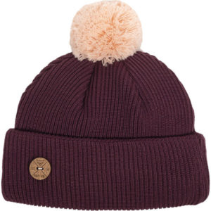 VAI-KO Timberjack Pom Beanie - Bordeaux Brown Salmon Pink Pom - Unisex - OneSize