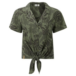 Tentree W Meander Tie Front Shirt - Agave Green/periscope Grey Vin - Naiset - M