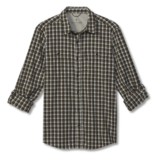 Royal Robbins Bug Barrier Vista Dry Plaid L/s - Turkish Coffee - Miehet - M