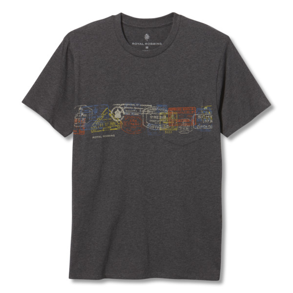Royal Robbins Passport Stamps Pocket Tee S/s - Charcoal Htr - Miehet - XL
